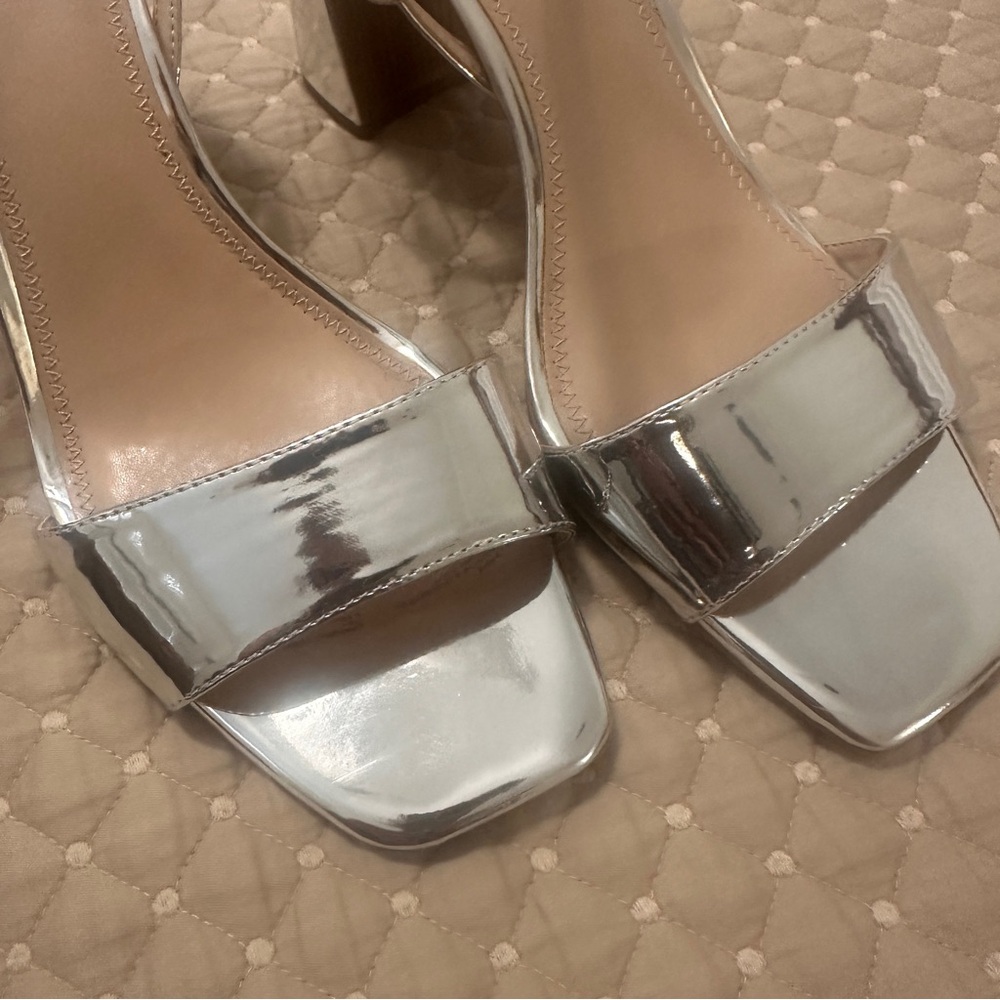 Silver Block Heel Sandals size 13M -used once! - Picture 4 of 7